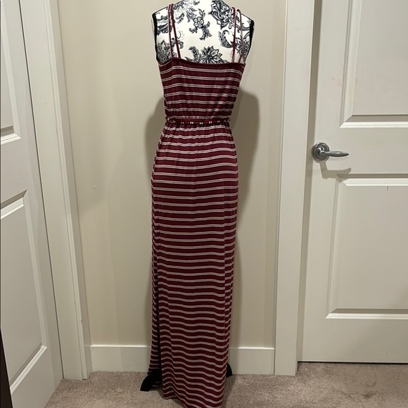 Maroon Striped Maxi Dress - Picture 4 of 5